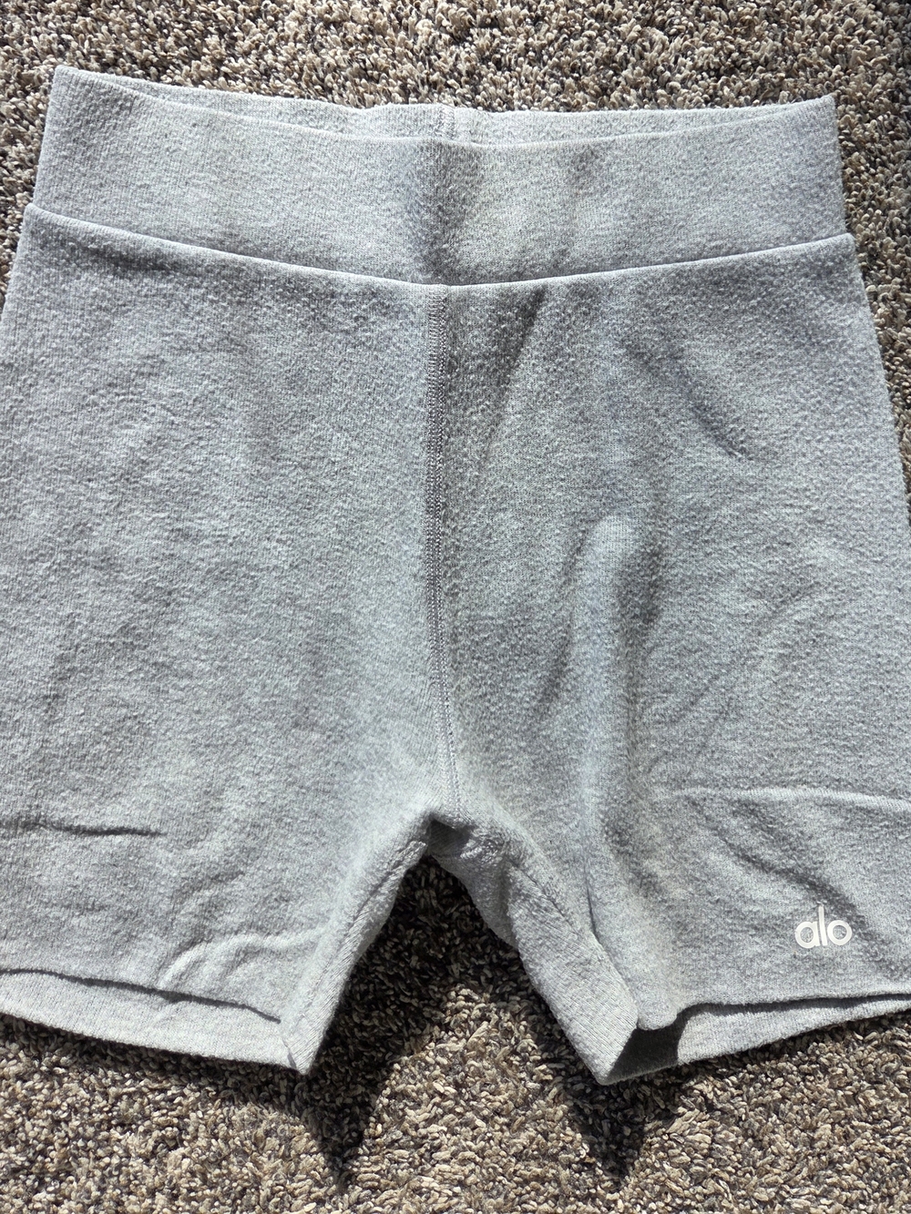 ALO Yoga Light Gray Terry Bike Shorts